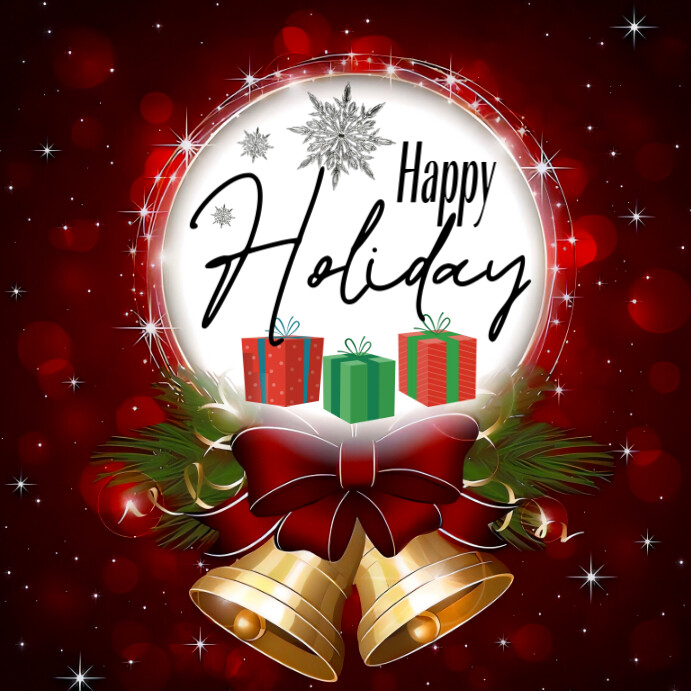 Happy Holiday Sticker white square template