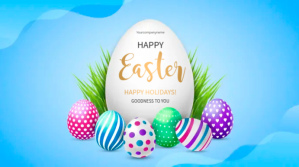 蓝色 Easter Celebration Digitalt display Template