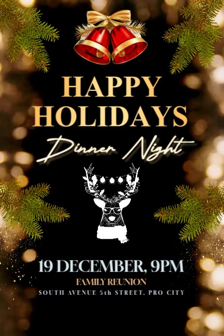 Happy Holidays Dinner Night Template | PosterMyWall