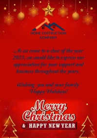 HAPPY HOLIDAYS NEW YEAR SEASONS GREETING CARD A5 template