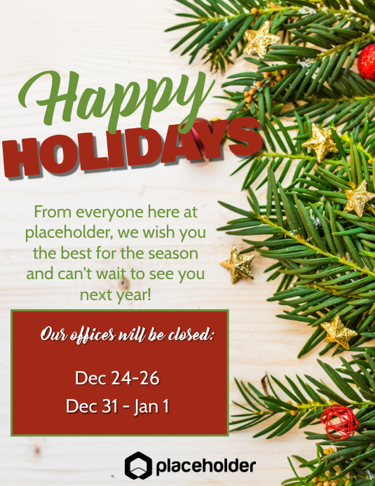 Happy Holidays Office Closure Branches Template PosterMyWall