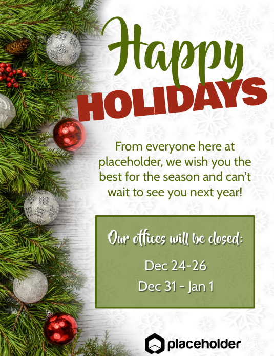 Business Office Closed For Holiday Message Template Business Office Closed For Holiday Message Template