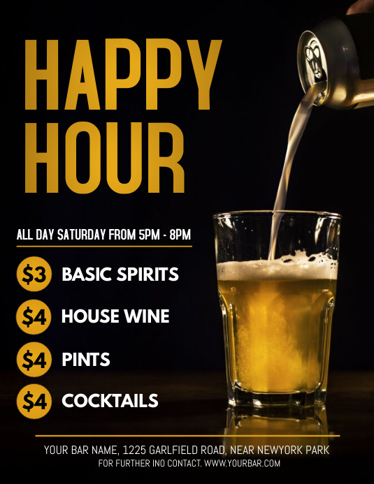 Happy Hour, Bar Flyer, Cocktail Party Template PosterMyWall