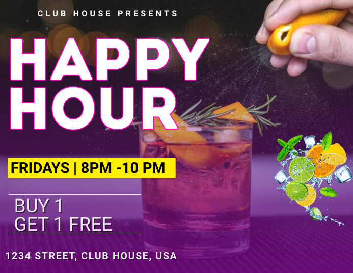 Happy Hour, Cocktails, bar flyers Template PosterMyWall