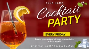 Happy Hour, Cocktails, bar flyers Message Twitter template