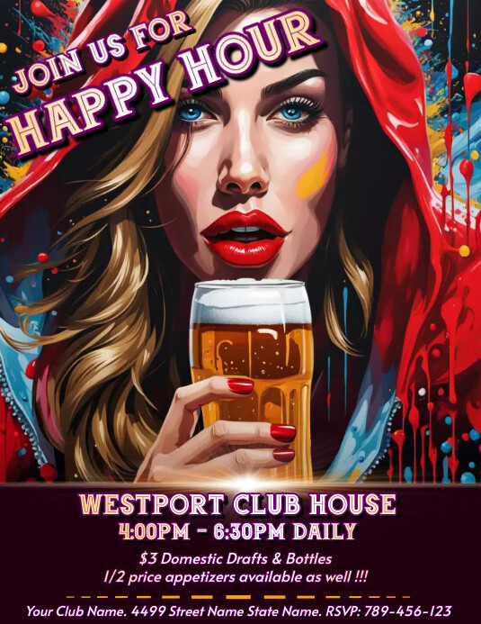 Happy Hour Ad Flyer Template PosterMyWall