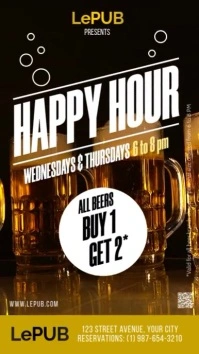 Happy Hour bar and restaurant instagram story template
