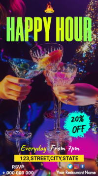 Happy Hour bar Flyer Pantalla Digital (9:16) template