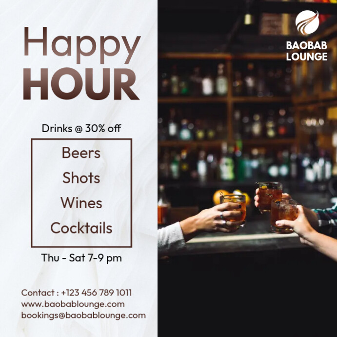 Happy hour bar template PosterMyWall