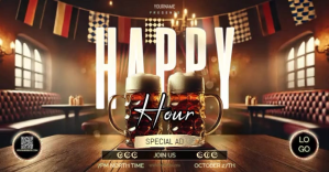 Happy Hour Beer Ad Template Изображение, которым поделились на Facebook