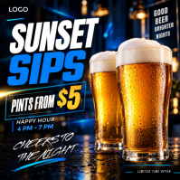 Black Happy Hour Promotion Instagram 帖子 Template