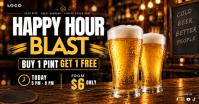 黑色 Happy Hour Promotion Obraz udostępniany na Facebooku Template