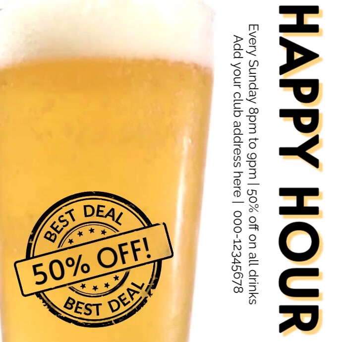 Happy hour campaign promotion flyer template Logo