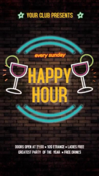 Black Happy Hour Event Digital Display Template