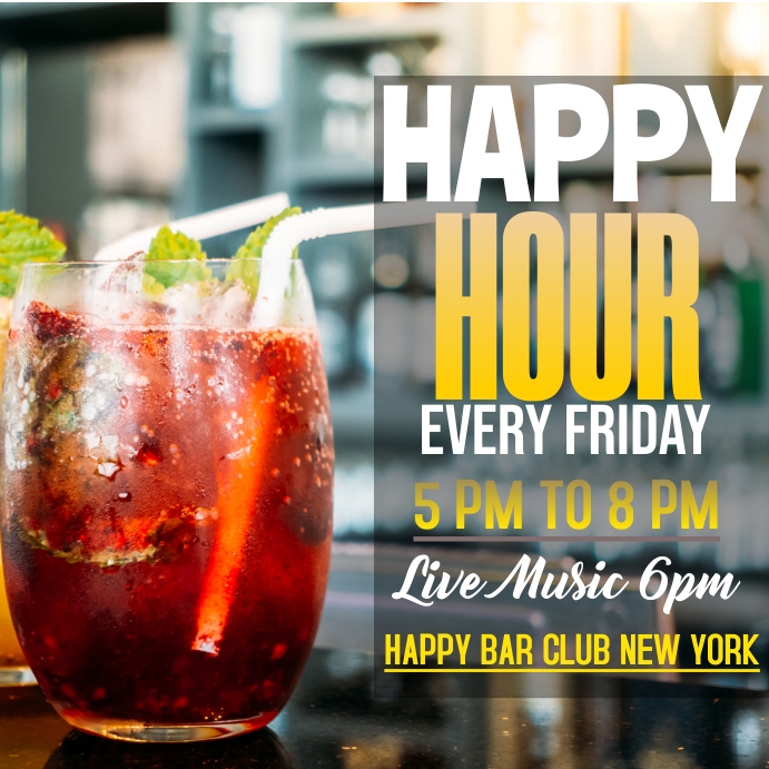 happy hour โพสต์บน Instagram template