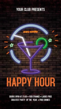 Negro Happy Hour Event Digital Display Template