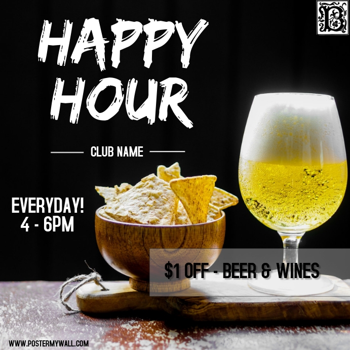 happy hour โพสต์บน Instagram template