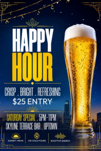 紫色 Happy Hour Event Poster Template