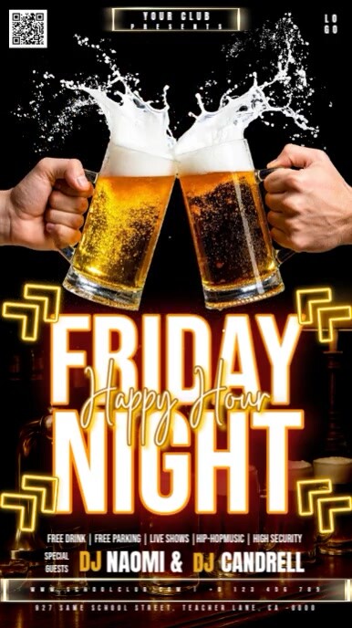 Happy Hour Digital Party Event Ad Design Template Instagram Story