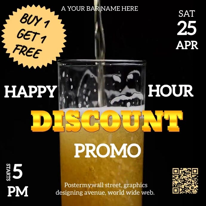 Happy hour discount advert template PosterMyWall