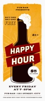 Happy Hour Drink Beer Ad Bar Rack Card Regalkarte template