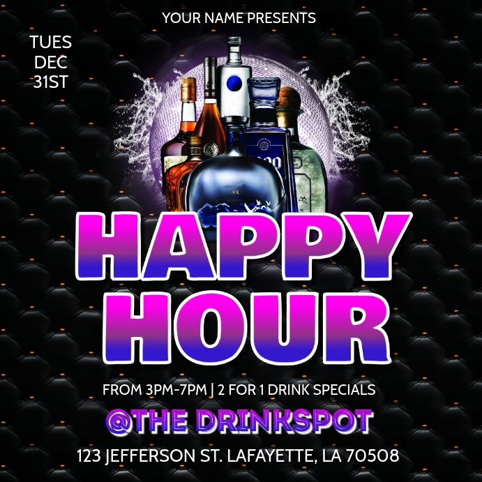 Happy Hour Drink Special Flyer Template Postermywall