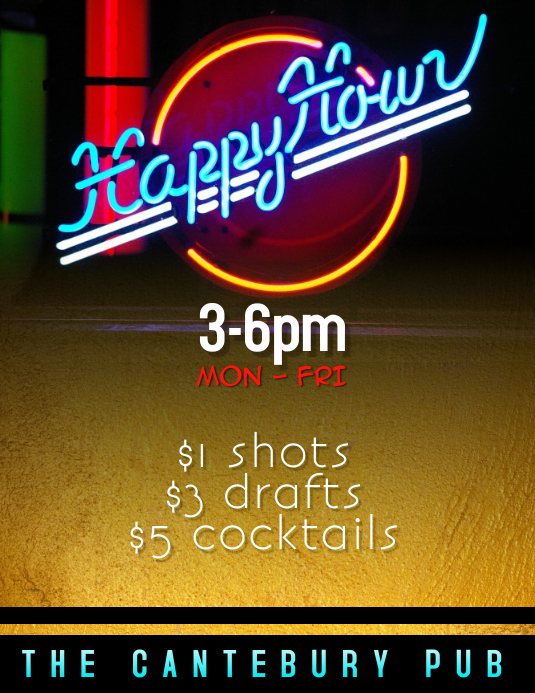 Happy Hour Drink Specials Flyer Template Postermywall
