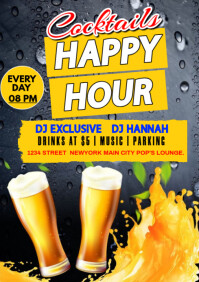 happy hour drinks A4 template