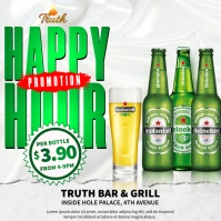 Happy hour flyer beer poster template
