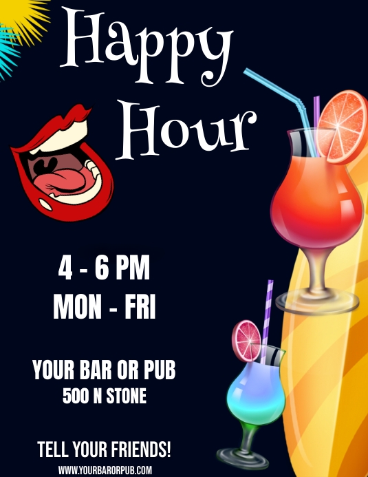 HAPPY HOUR FLYER Template PosterMyWall