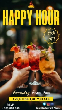 Happy Hour Flyer Digital Display (9:16) template