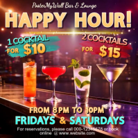 Happy Hour Flyer Template | Bar & Lounge Drink Specials Poster | Editable Cocktail Promo Flyer | Nig Instagram-bericht
