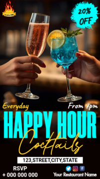 Black Happy Hour Promotion Digitalt display Template