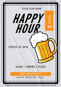 happy hour flyers A3 template