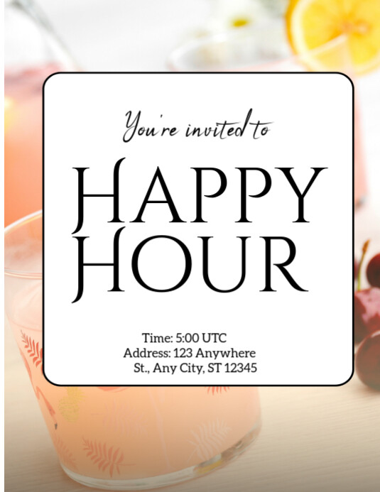 Spring Happy Hour Invite happy hour happy hour invitation Template | PosterMyWall