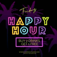 happy hour neon template Instagram Post
