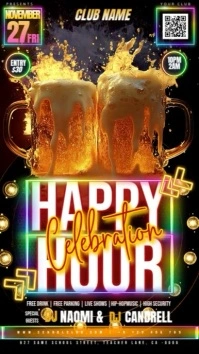 Happy Hour Party Event Ad Digital Design template Instagram Story