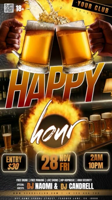 Happy Hour Party Event Story Post Design Template