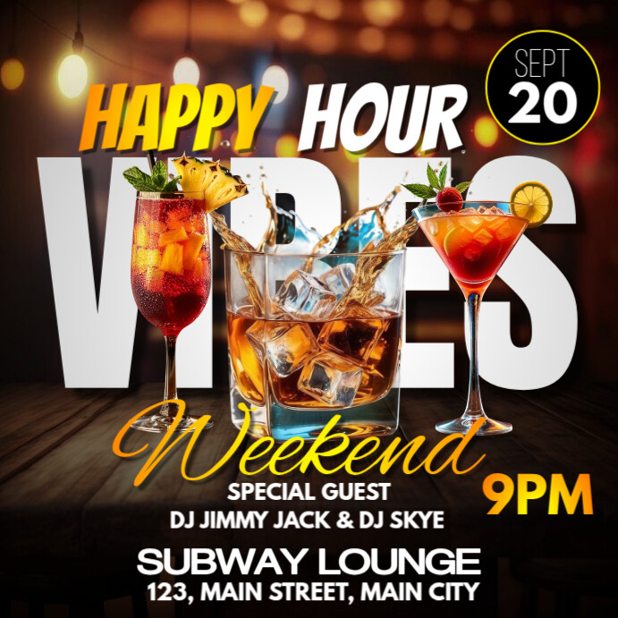 happy hour party vibes Instagram Post template