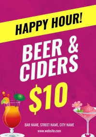 Happy hour poster A3 template