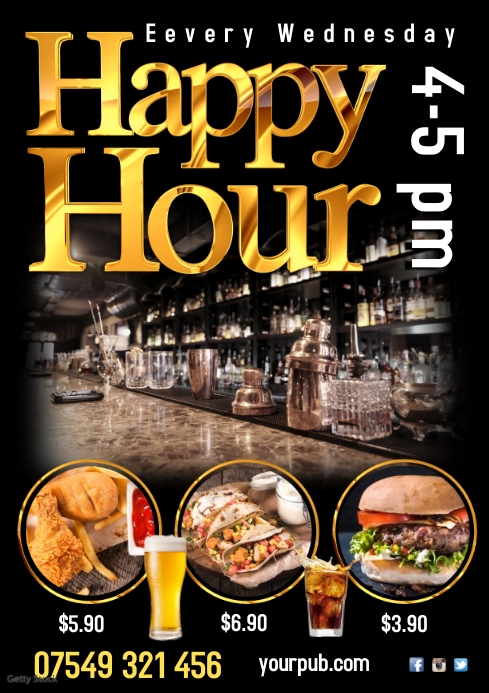 Happy Hour poster Template | PosterMyWall