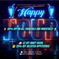 happy hour promo ad Square (1:1) template