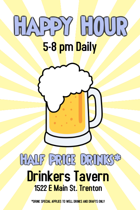 Happy Hour Rays Happy Hour - Sun Rays Template | PosterMyWall