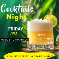 Happy Hour Template, Cocktails Template Square (1:1)