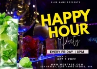 Happy Hour Template, Cocktails Postcard