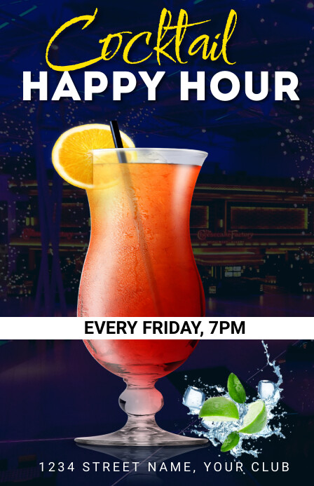 Happy Hour Template, Cocktails Tabloid