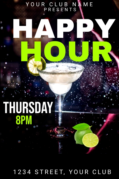 Happy Hour Template, Cocktails Tumblr Graphic