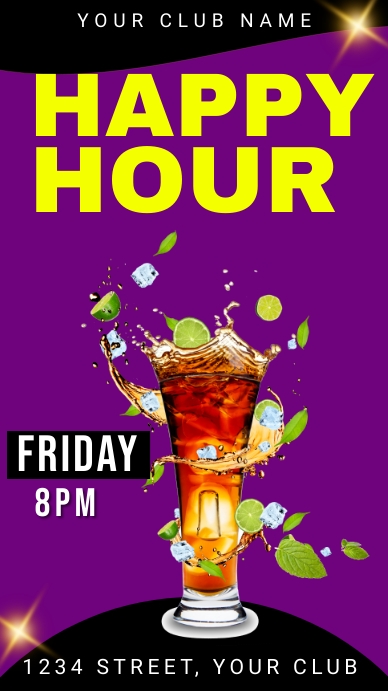 Happy Hour Template, Cocktails Digital Display (9:16)