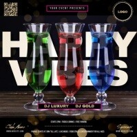 Zwart Club Event Promotion Vierkant Template