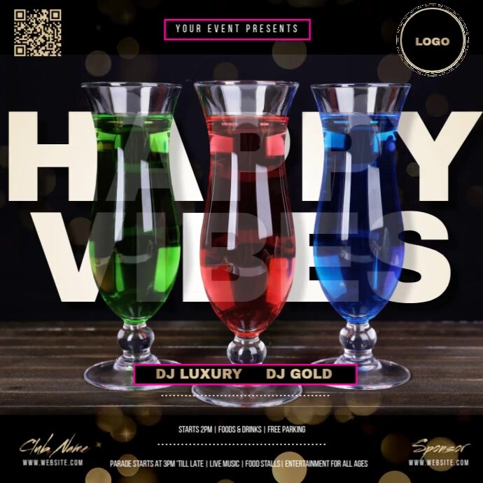 Happy Hour Vibes Party Event Design Template Square (1:1)